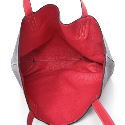 Hermes Taurillon Clemence Double Sens 36 Reversible Tote Bleu Nuit Rose Extreme 12 of 14