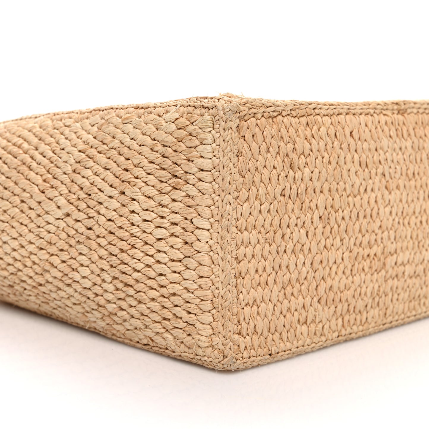 Raffia Calfskin Triomphe Small Cabas Thais Tan