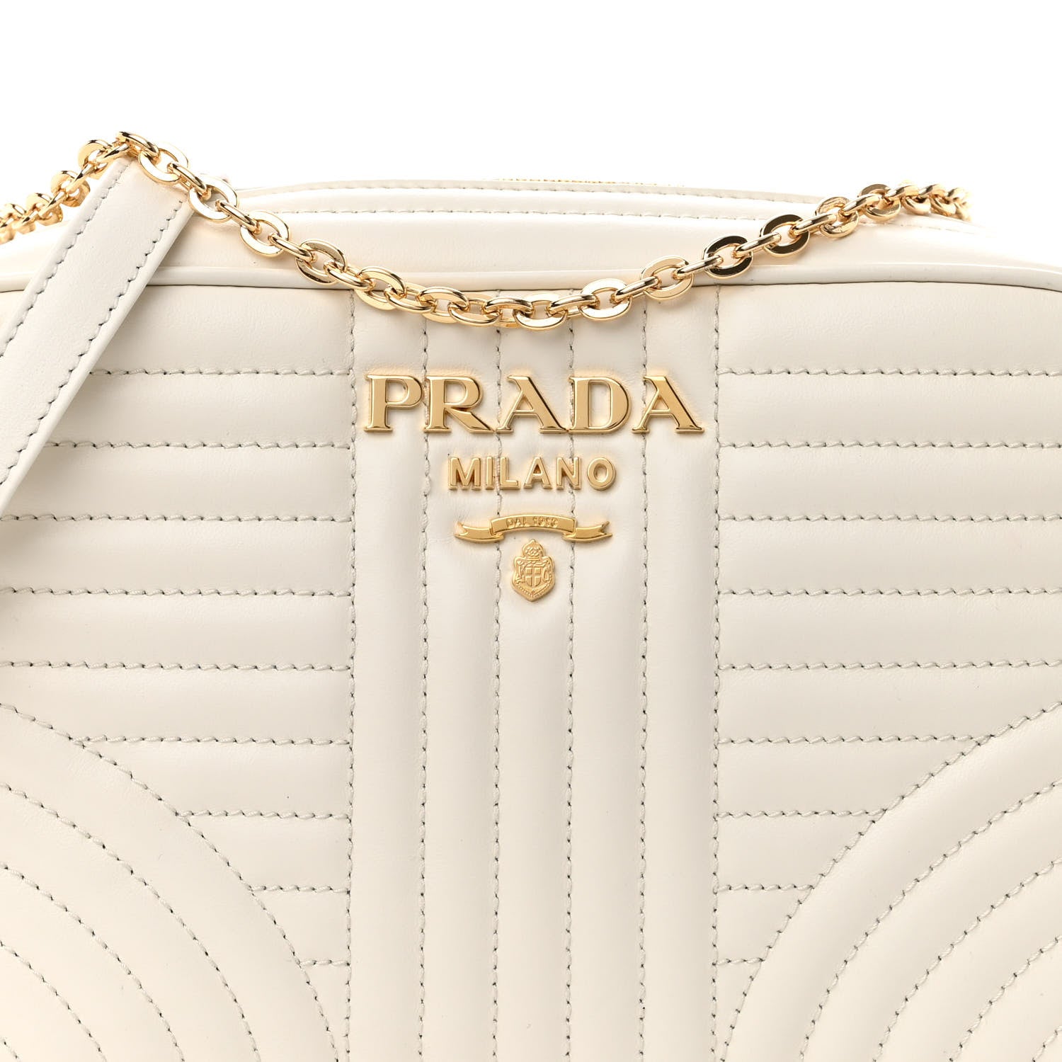 Prada Soft Calfskin Diagramme Crossbody Bag White 7 of 9