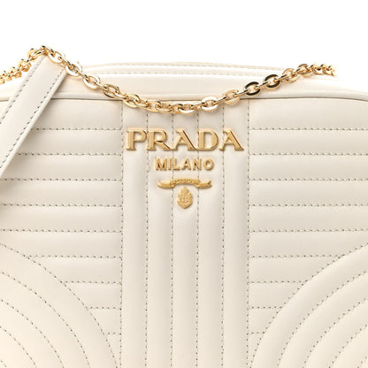 Prada Soft Calfskin Diagramme Crossbody Bag White 7 of 9