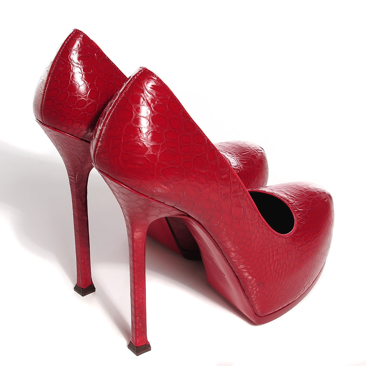 Patent Croc Stamped Tribute Two Platform Pumps 38.5 Rouge Orient