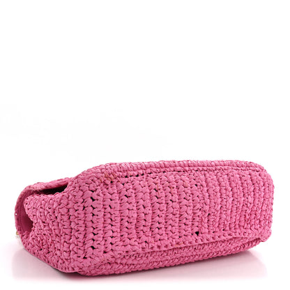 Saint Laurent Raffia Calfskin Monogram Medium Niki Chain Satchel Bright Pink 4 of 13