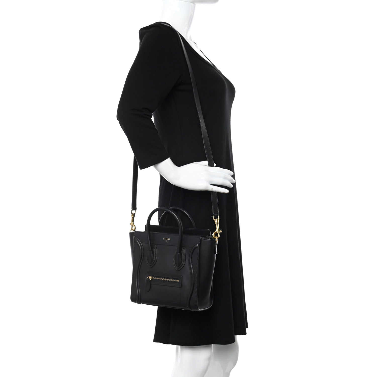 Celine Smooth Calfskin Nano Luggage Black 2 of 10