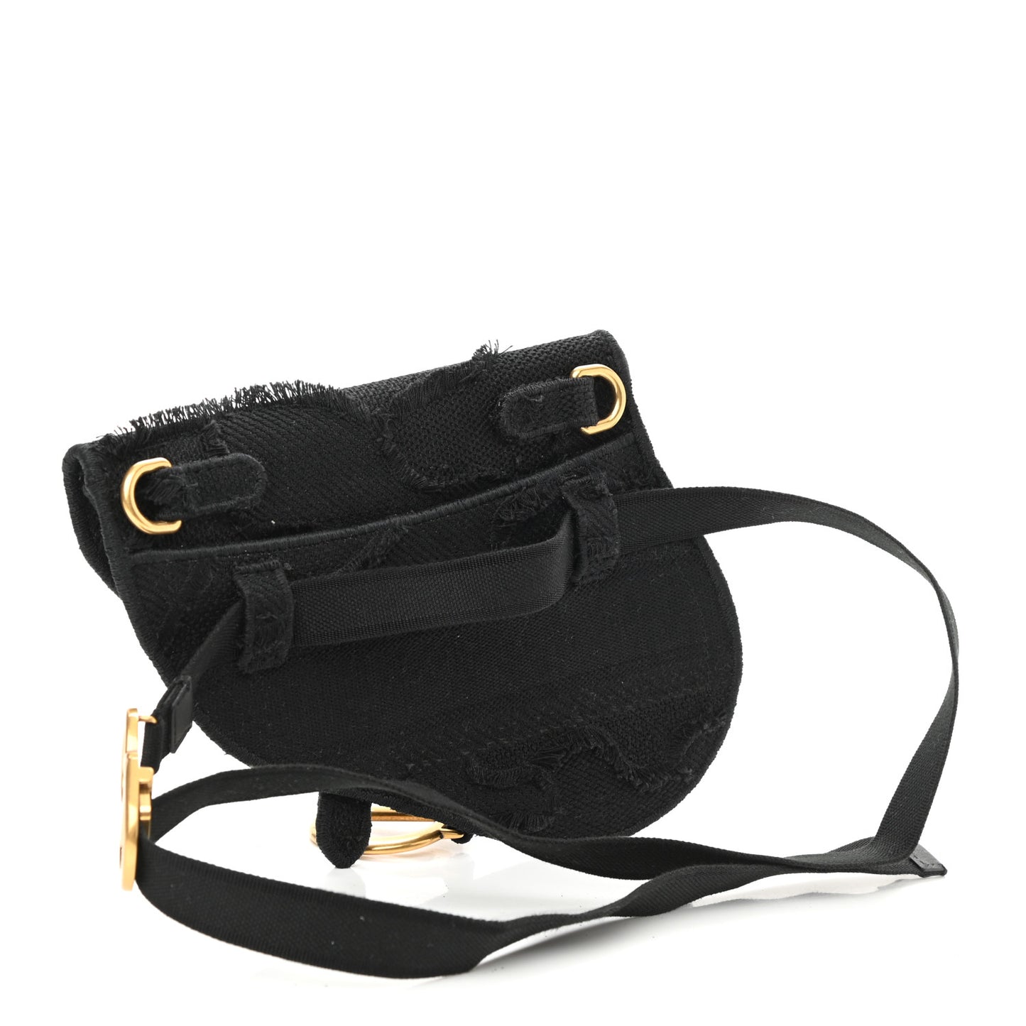 Canvas Embroidered Camouflage Saddle Belt Bag Black