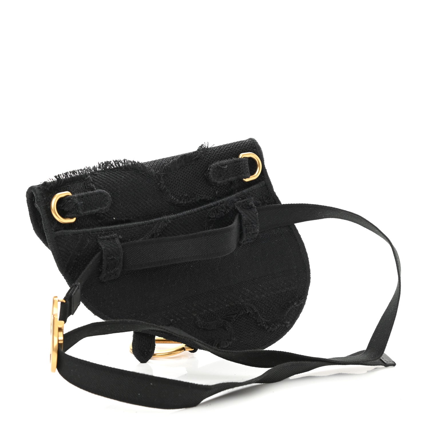 Christian Dior Canvas Embroidered Camouflage Saddle Belt Bag Black 2 of 8