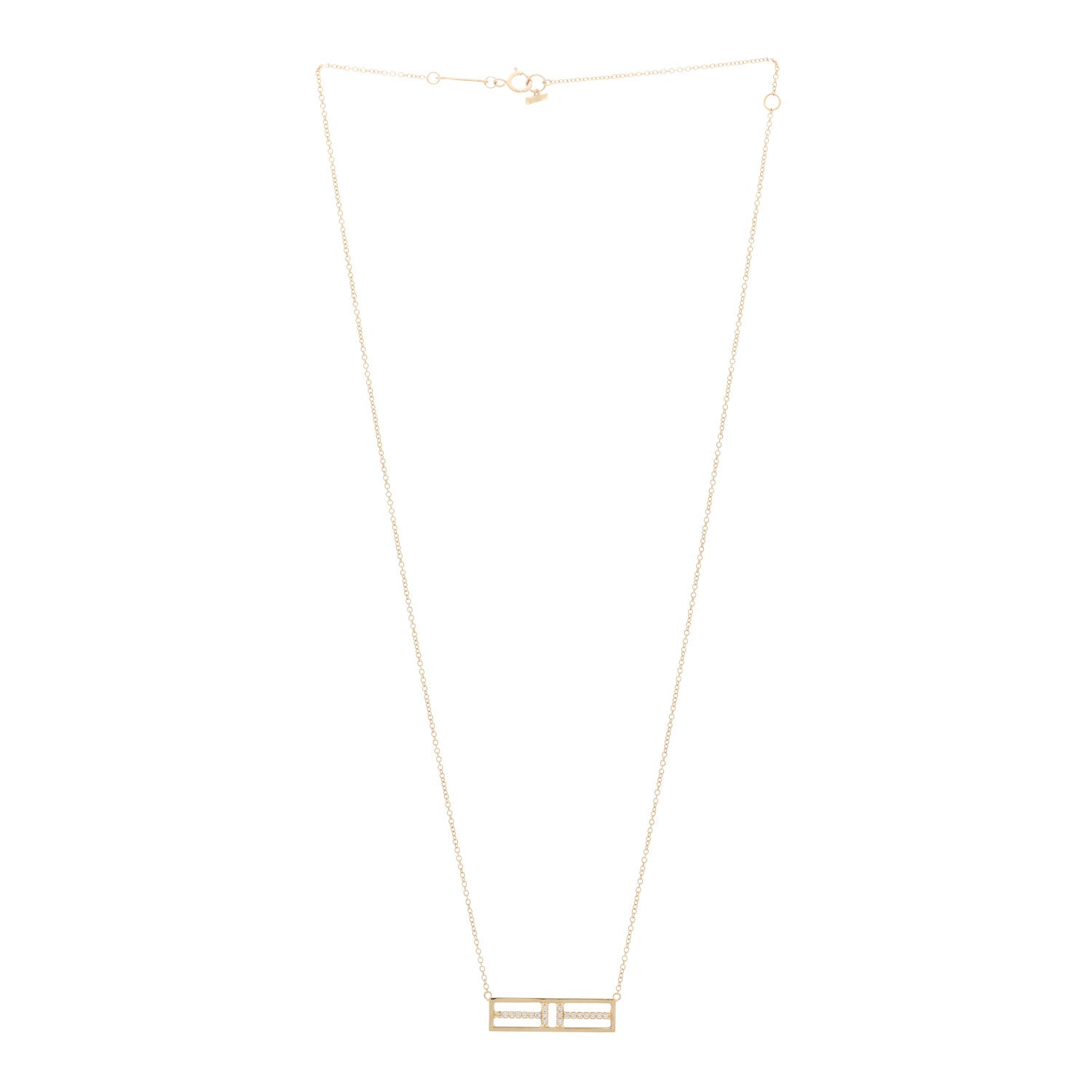 Tiffany 18K Yellow Gold Diamond Tiffany T Two Open Horizontal Bar Pendant 3 of 5