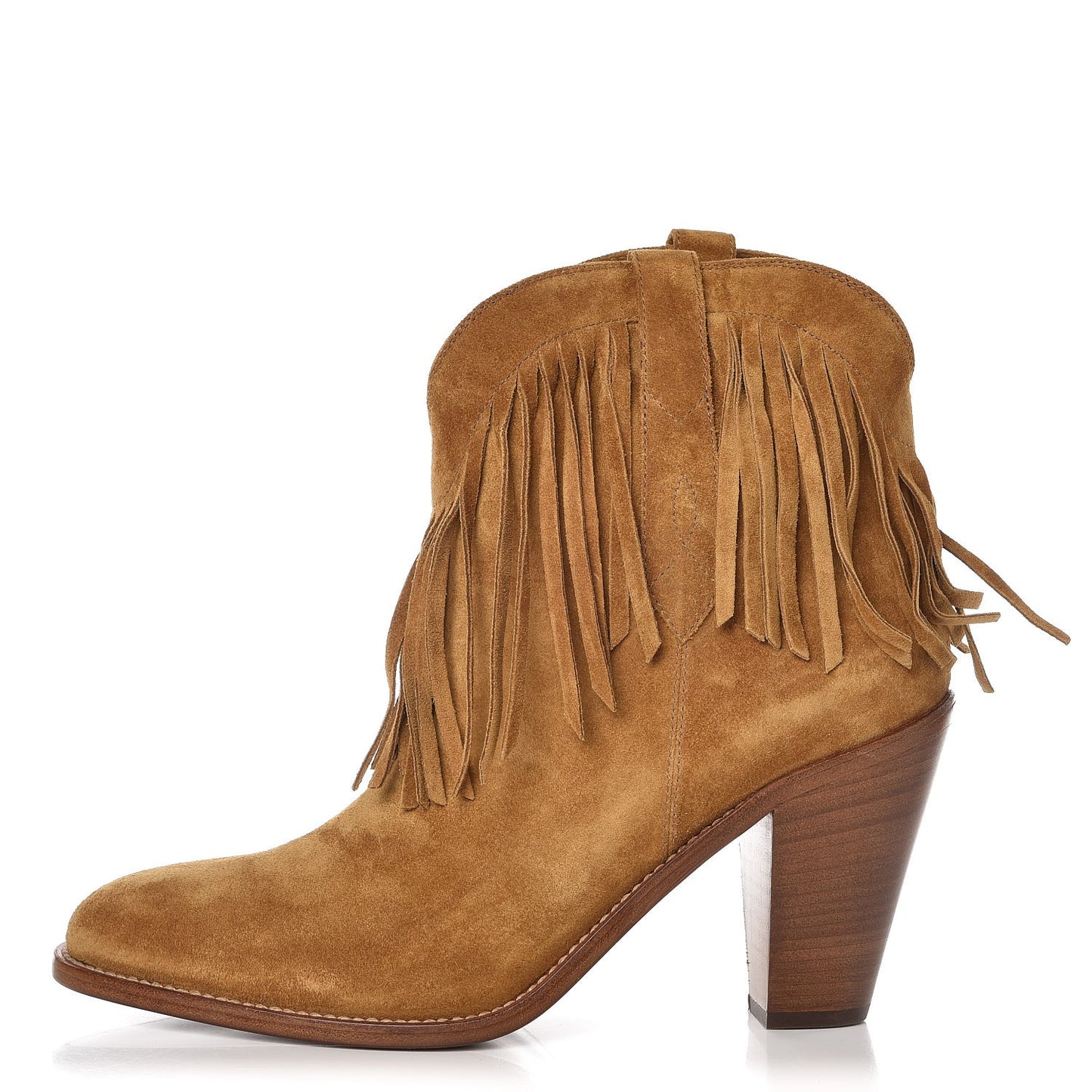 Suede New Western 80 Fringe Ankle Boots 40 Light Tan