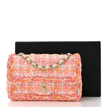 Chanel Tweed Braid Sequin Mini Flap White Pink Orange 11 of 11