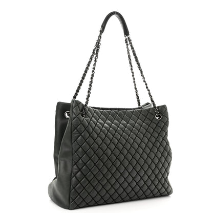 Chanel Iridescent Calfskin Quilted New Bubble North South Tote Dark Green 3 of 9