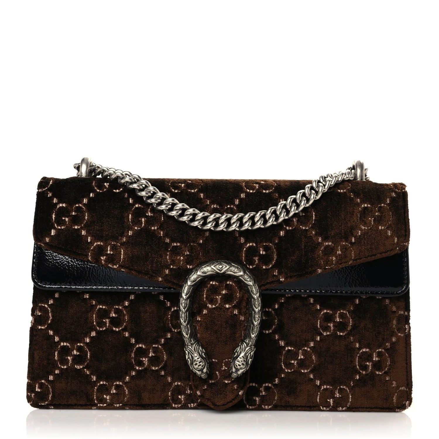 Gucci Velvet Skipper GG Monogram Small Dionysus Shoulder Bag Brown Black 1 of 15