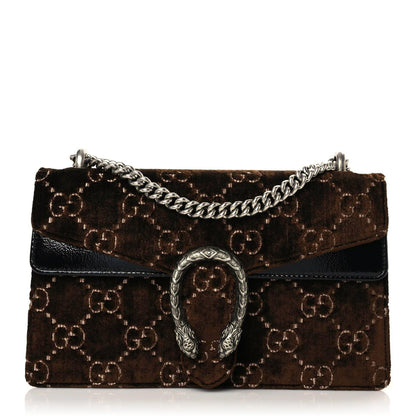 Gucci Velvet Skipper GG Monogram Small Dionysus Shoulder Bag Brown Black 1 of 15