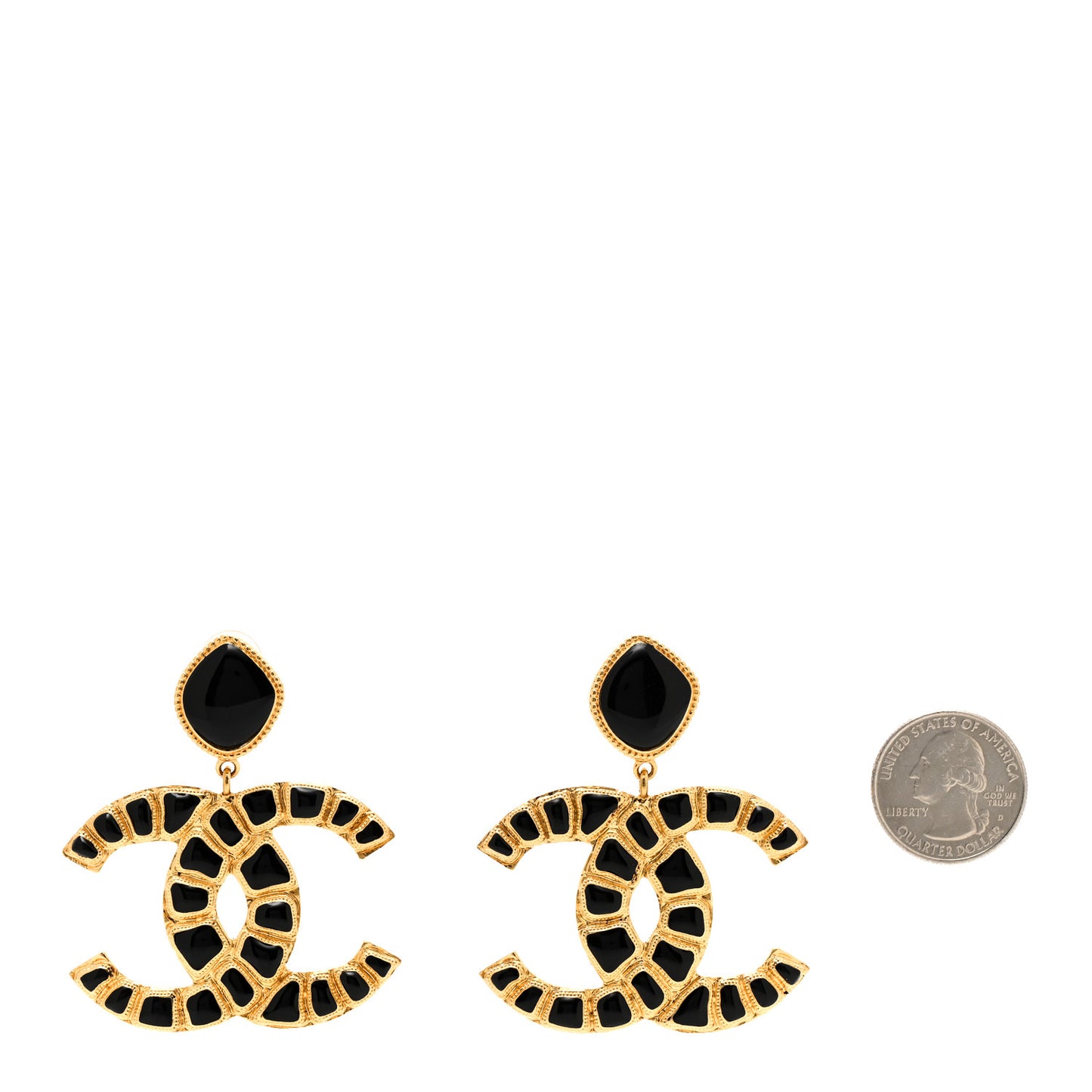 Resin Along The Nile CC Clip On Earrings Gold Black