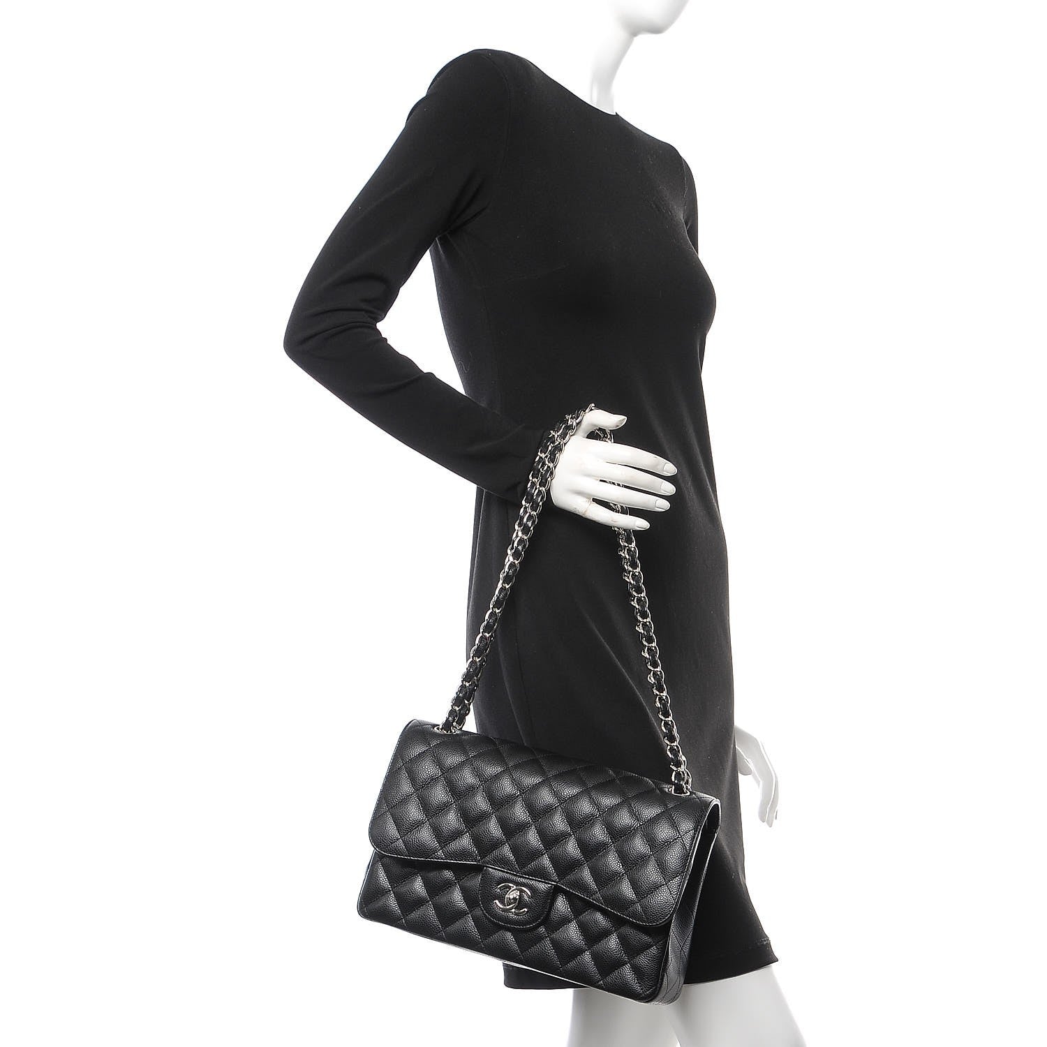Chanel Caviar Quilted Jumbo Double Flap Black 2 of 9
