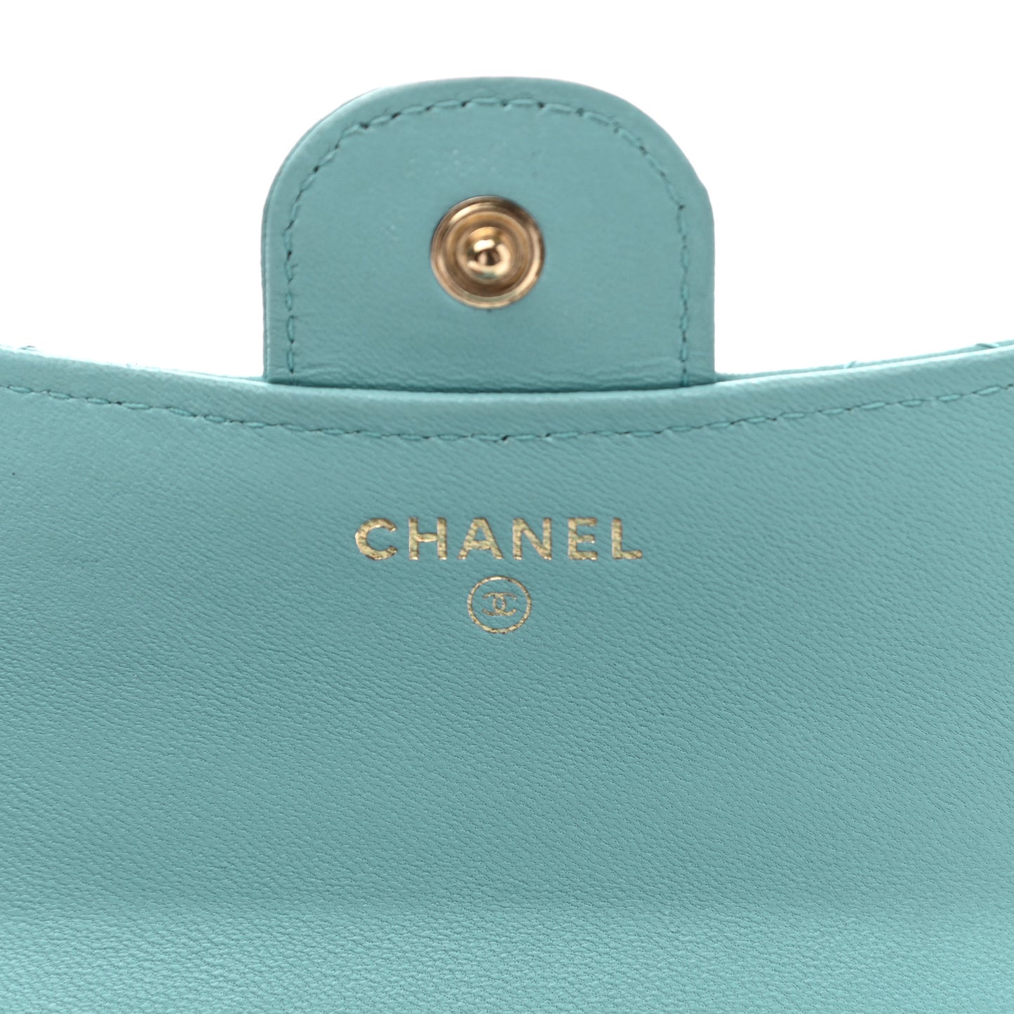 Lambskin Quilted Compact Flap Wallet Light Blue