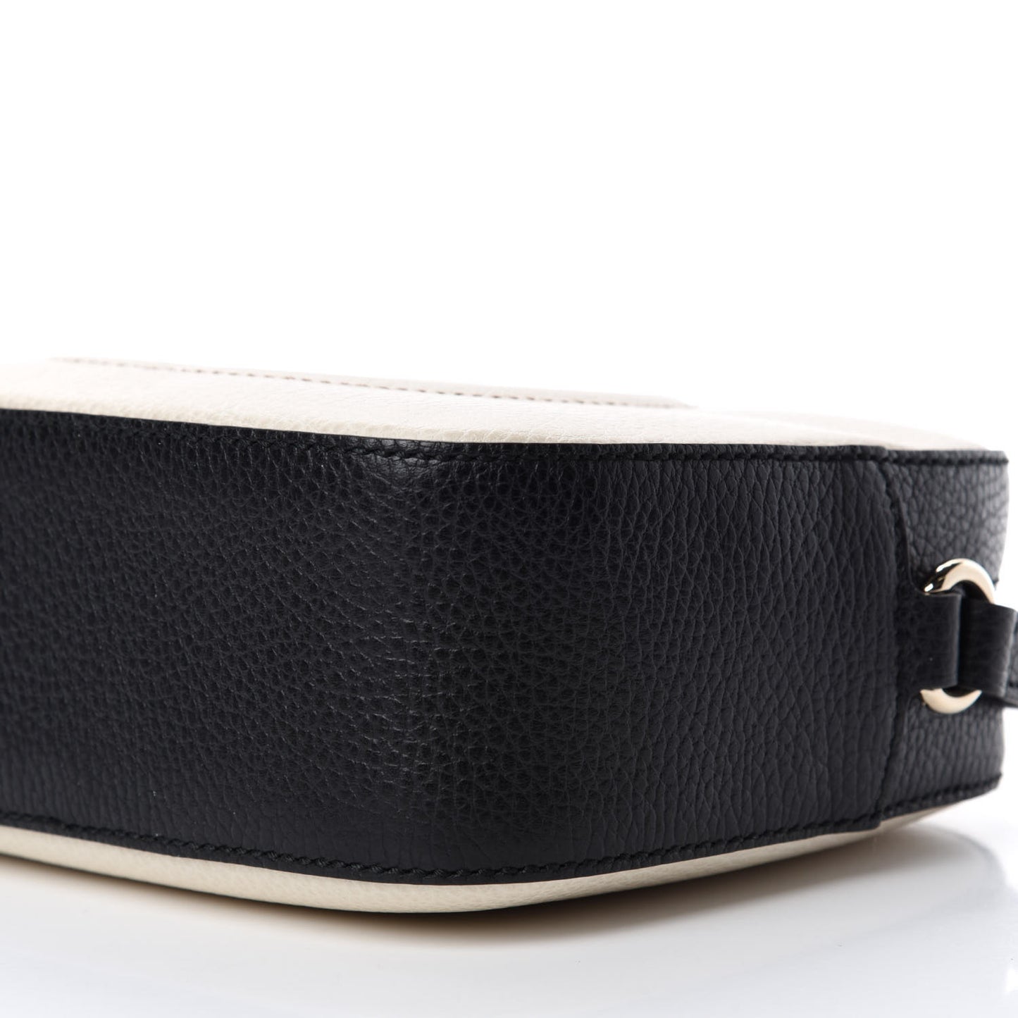 Dollar Calfskin Bi-Color Small Soho Disco Bag Mystic White Black