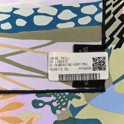 Hermes Silk En Liberte Scarf 90 Aubergine Vert Multicolore 3 of 7