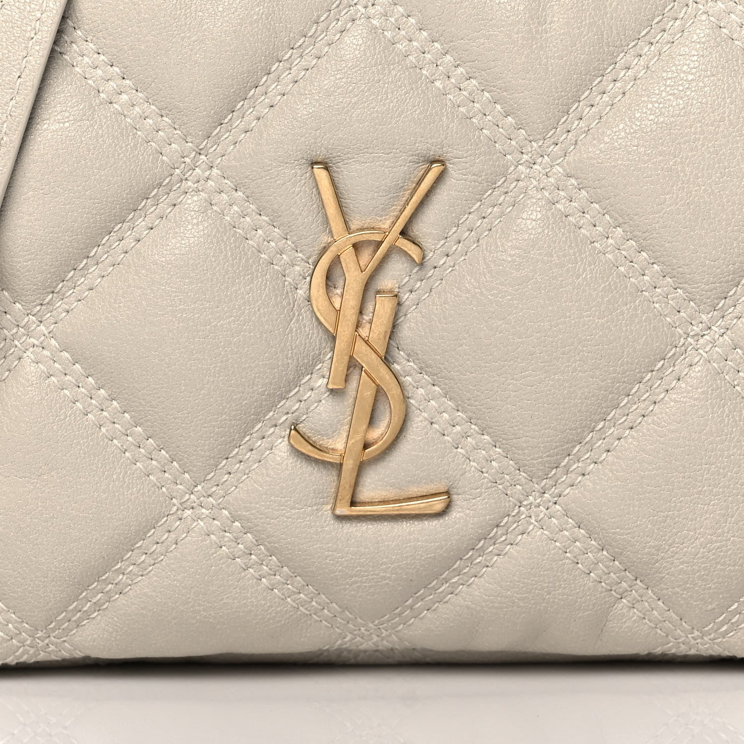 Saint Laurent Grained Lambskin Quilted Mini Becky Double Zip Bag Vintage White 10 of 13