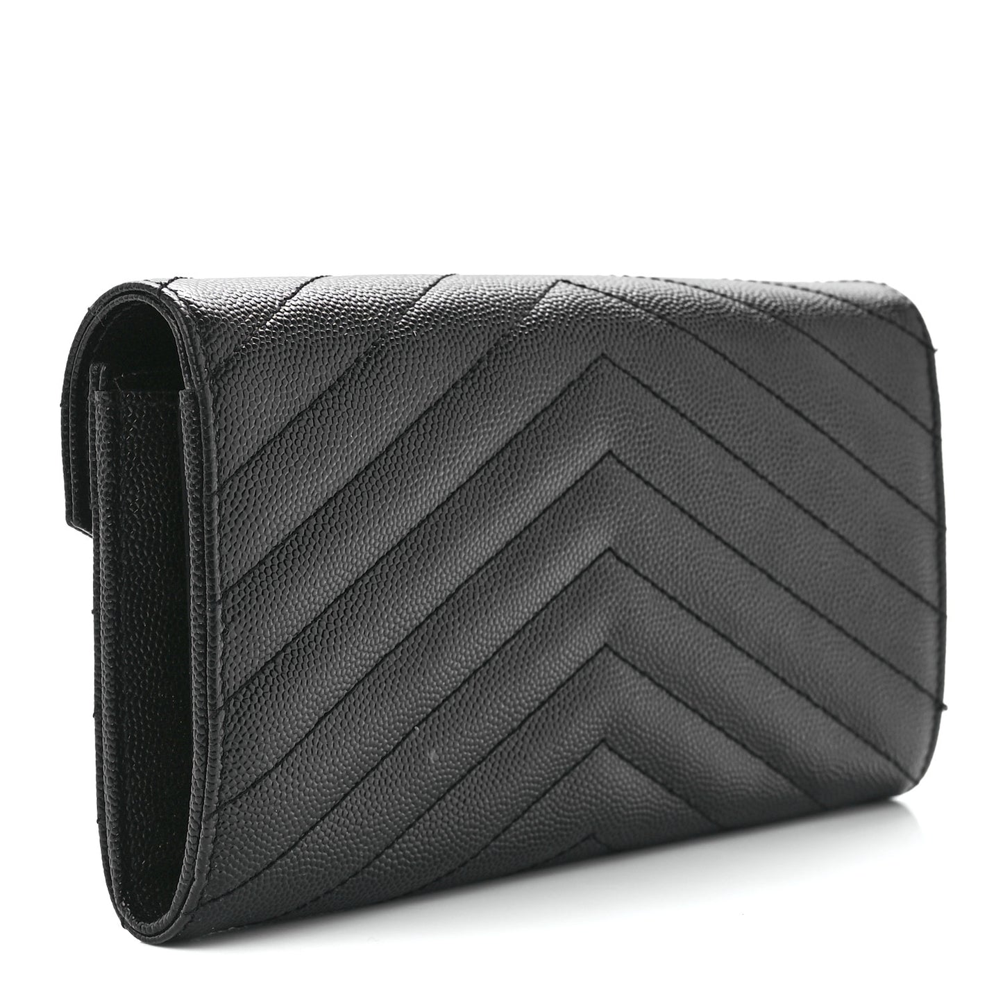 Grain De Poudre Matelasse Chevron Monogram Flap Wallet Black