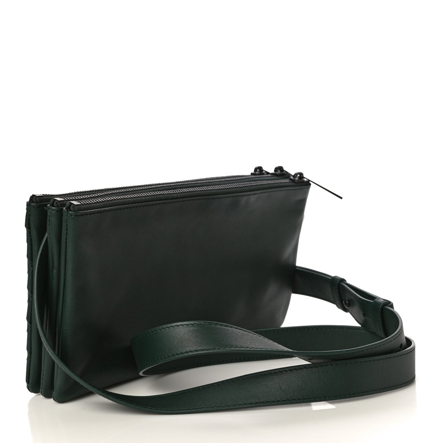 Nappa Intrecciato Triple Zip Messenger Bag Bottle