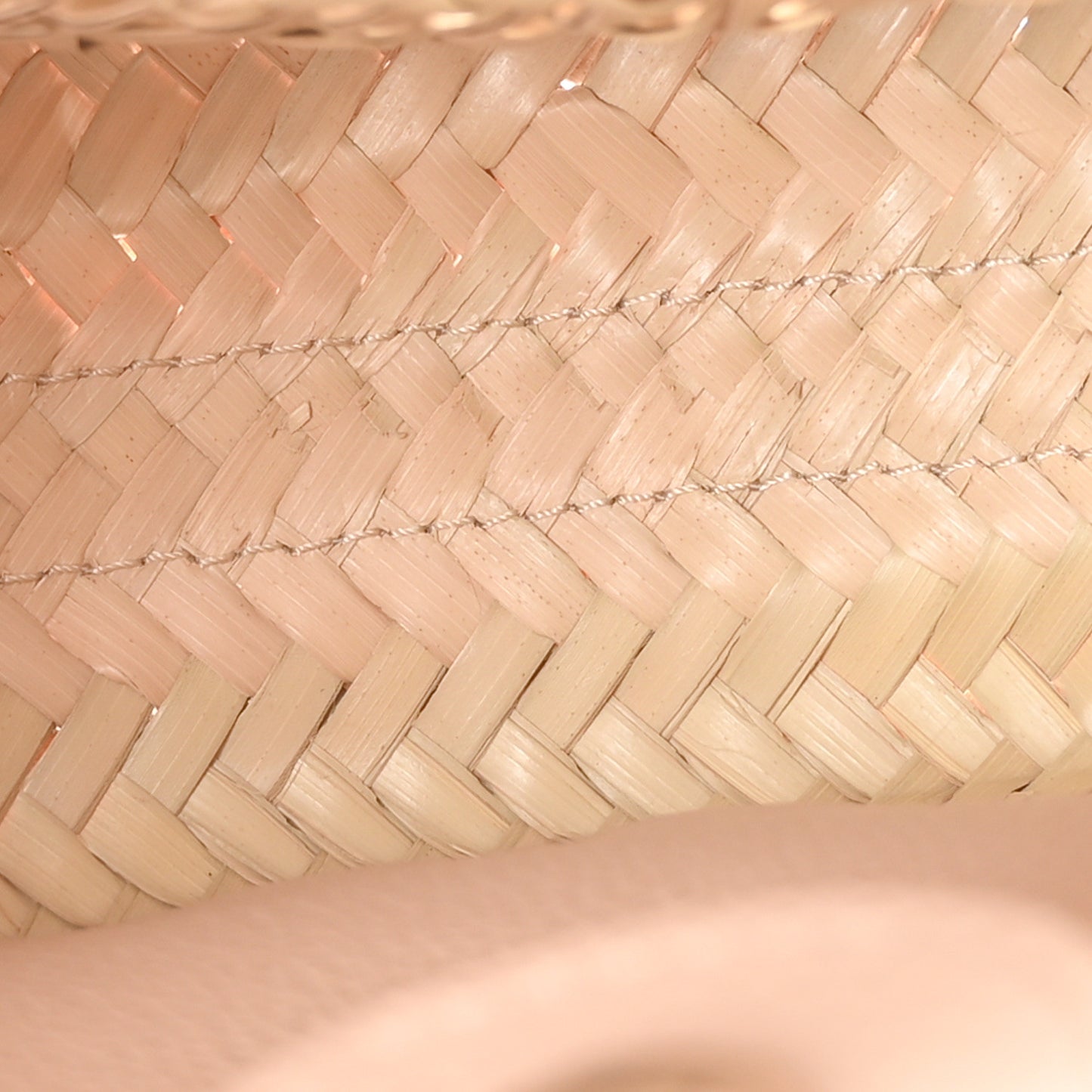 Raffia Small Grain Calfskin Small Marcie Basket Crossbody Blush Nude