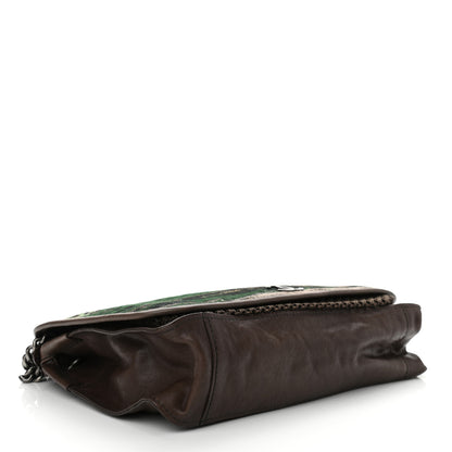 Chanel Calfskin Felt Sequin Embroidered Flap Shoulder Bag Brown 4 of 10