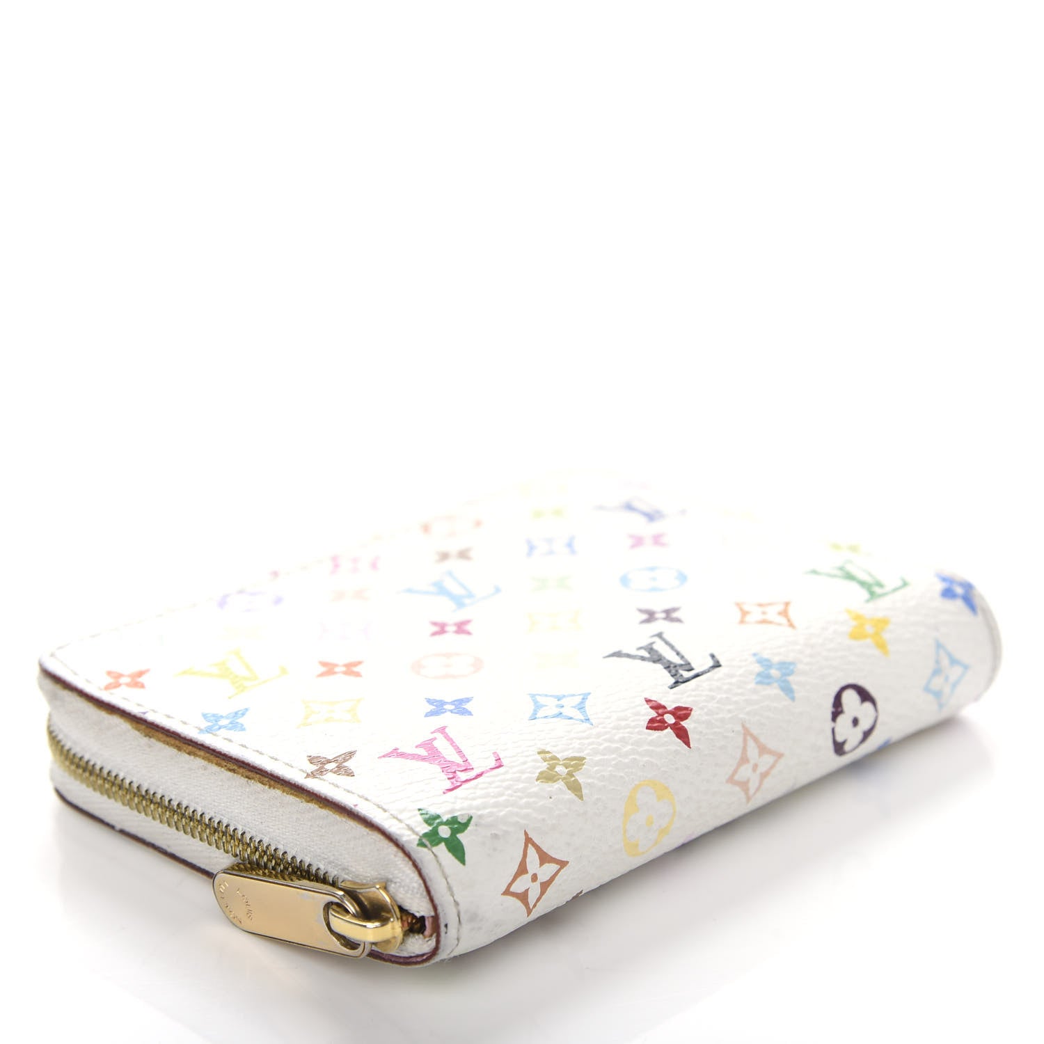 Louis Vuitton Monogram Multicolor Zippy Coin Purse Wallet White Litchi 4 of 7