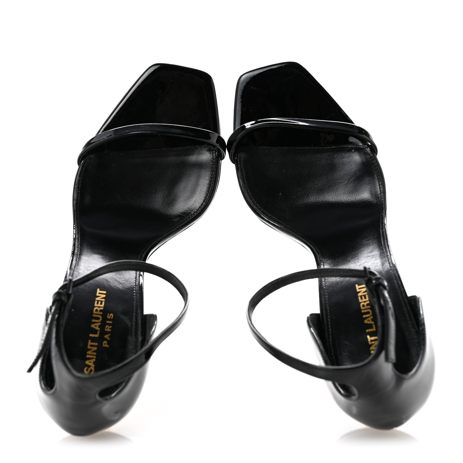 Saint Laurent Patent Calfskin Opyum 110 Sandals 40.5 Black Gold 2 of 10