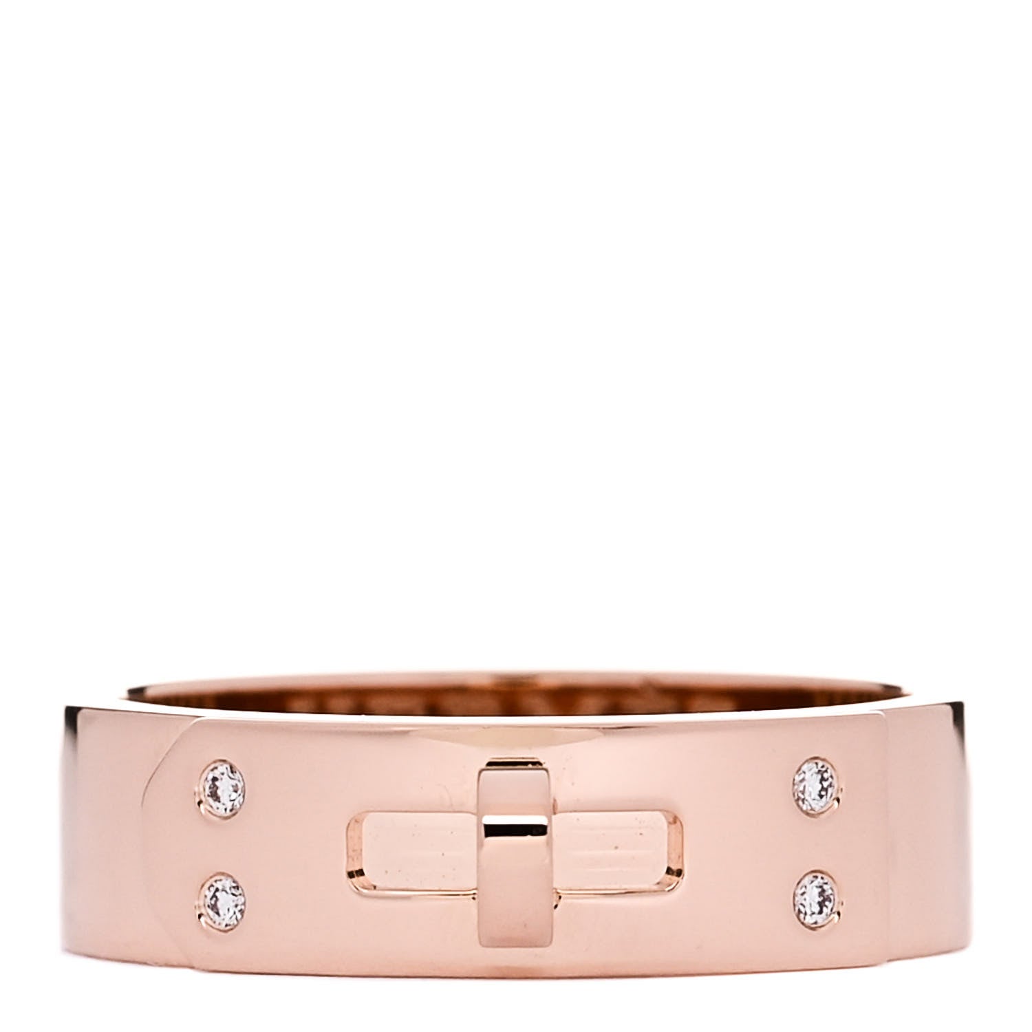 Hermes 18K Rose Gold Diamond PM Kelly Ring 49 5 1 of 5