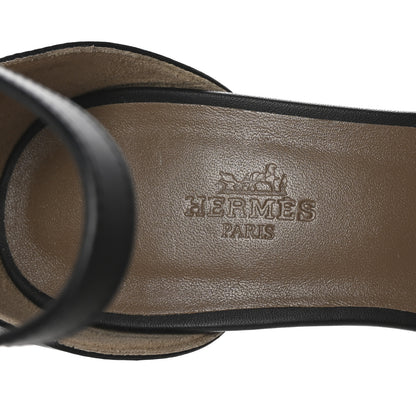 Hermes Calfskin Legend Wedge Sandals 38.5 Black 8 of 9