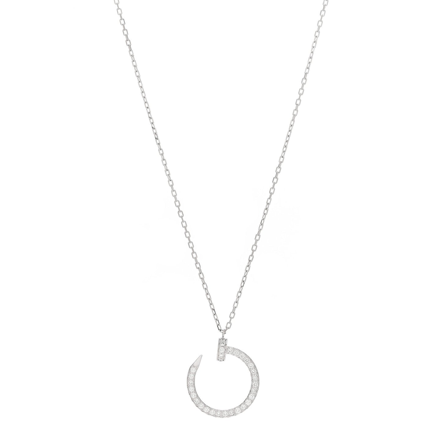 18K White Gold Diamond Juste Un Clou Paved Pendant Necklace