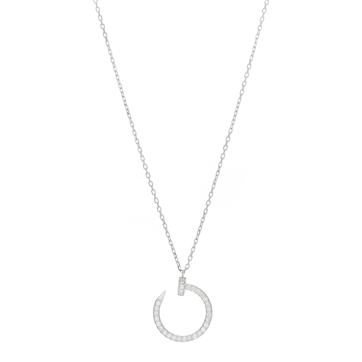 Cartier 18K White Gold Diamond Juste Un Clou Paved Pendant Necklace 1 of 5