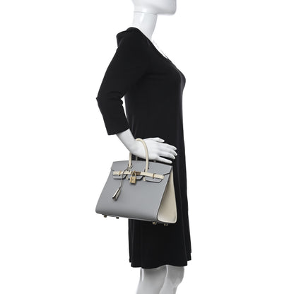 Hermes Epsom Horseshoe Birkin Sellier 25 Bleu Glacier Nata 2 of 11