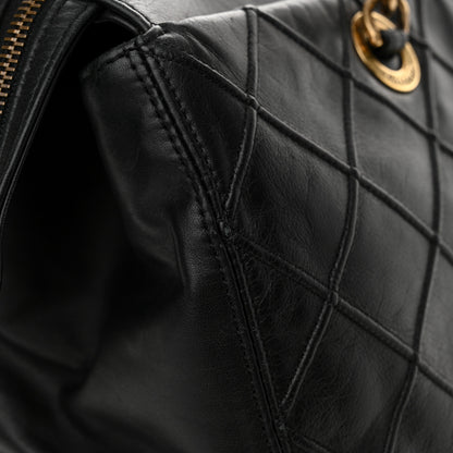 Chanel Calfskin Diamond Debossed Large Cosmos Zip Tote Black 13 of 16