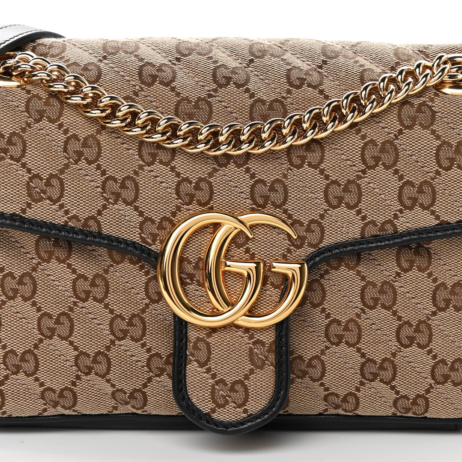 Gucci Monogram Matelasse Diagonal Small GG Marmont Shoulder Bag Beige Black 8 of 15