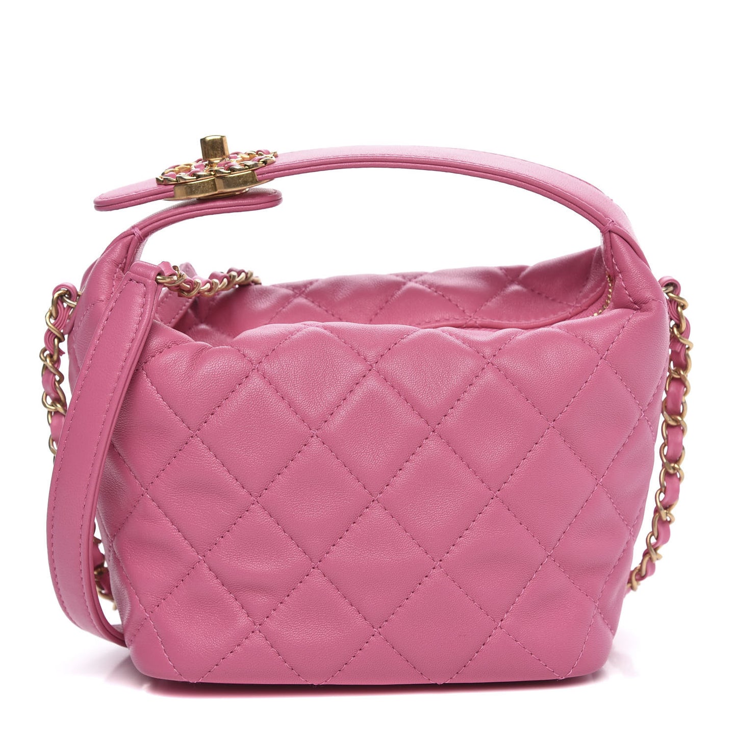 Lambskin Quilted Small Perfect Meeting Hobo Pink