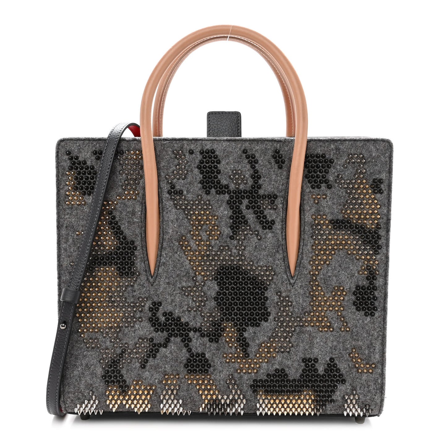 Wool Calfskin Spikes Medium Camouflage Paloma Gray