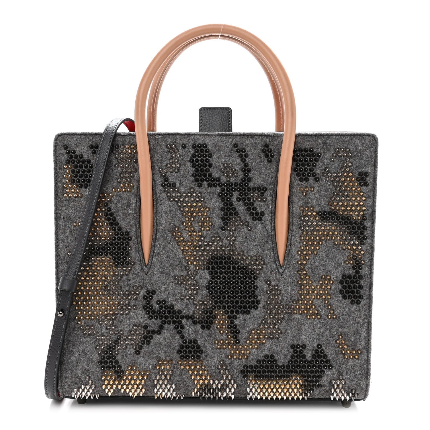 Christian Louboutin Wool Calfskin Spikes Medium Camouflage Paloma Gray 1 of 9