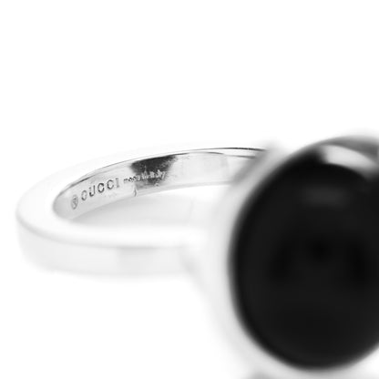 Gucci Sterling Silver Black Onyx G Boule Ring 50 5.25 5 of 5