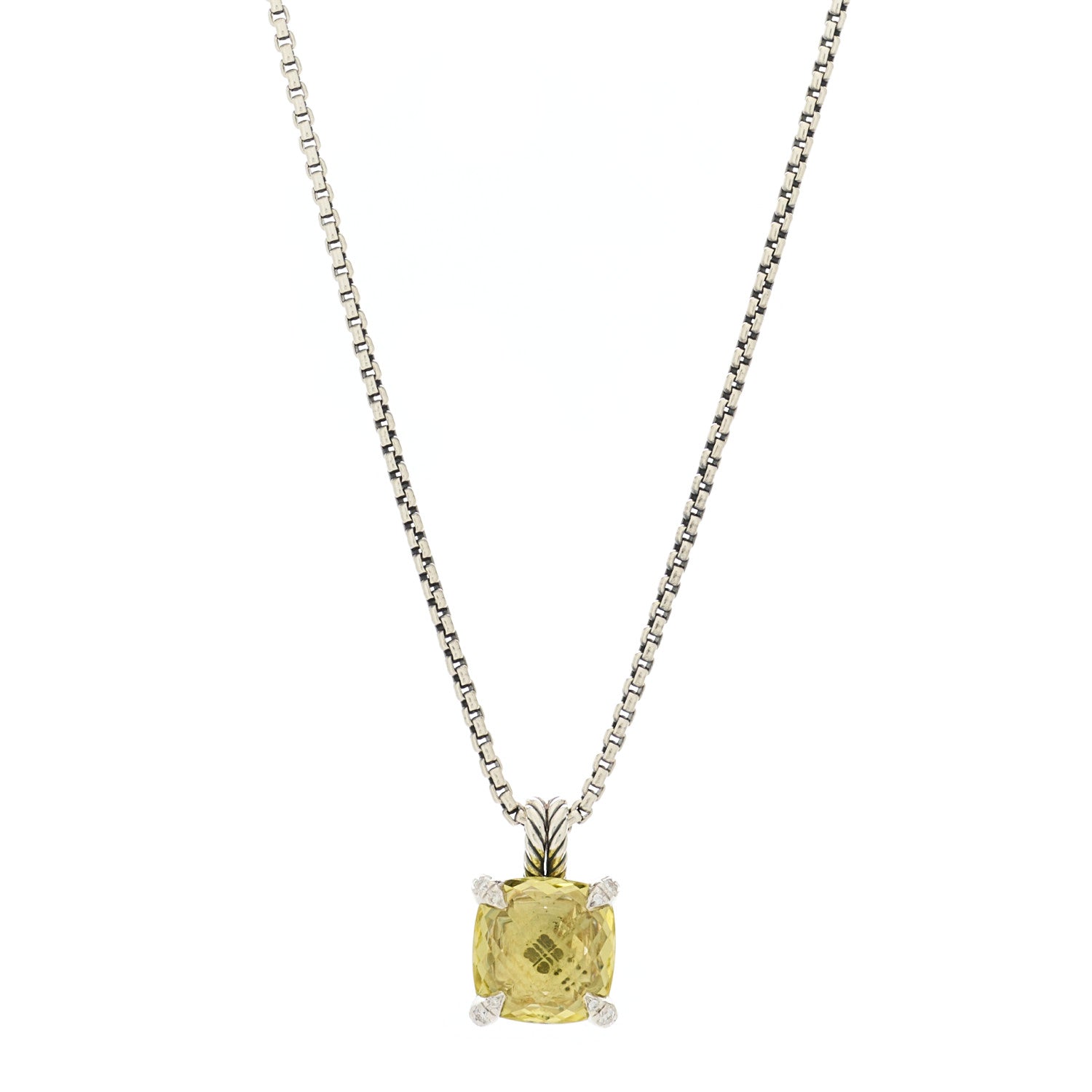 David Yurman Sterling Silver Diamond Lemon Citrine 11mm Chatelaine Pendant Necklace 1 of 6