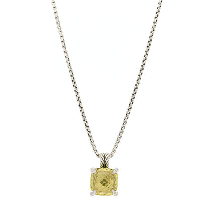 David Yurman Sterling Silver Diamond Lemon Citrine 11mm Chatelaine Pendant Necklace 1 of 6