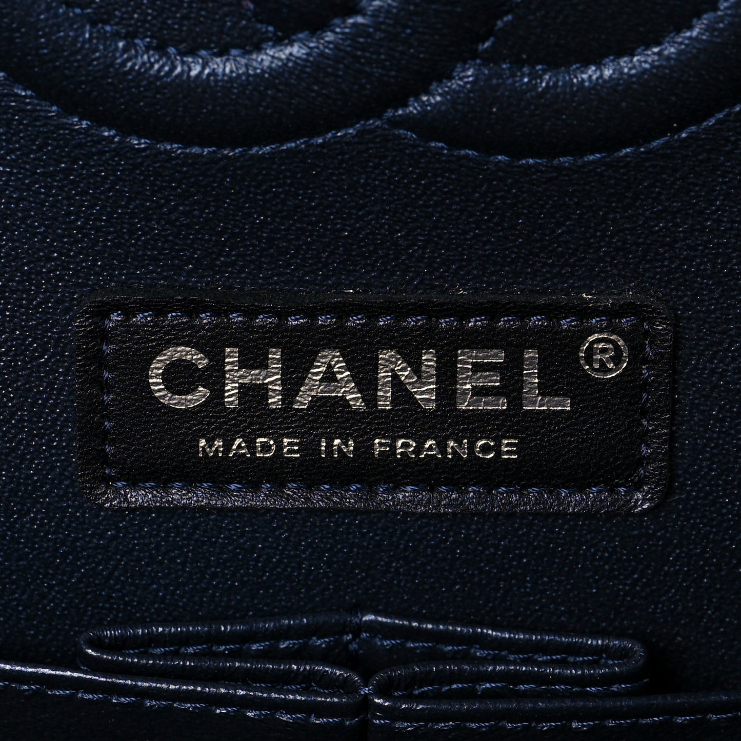 Iridescent Calfskin Quilted Medium Double Flap Navy