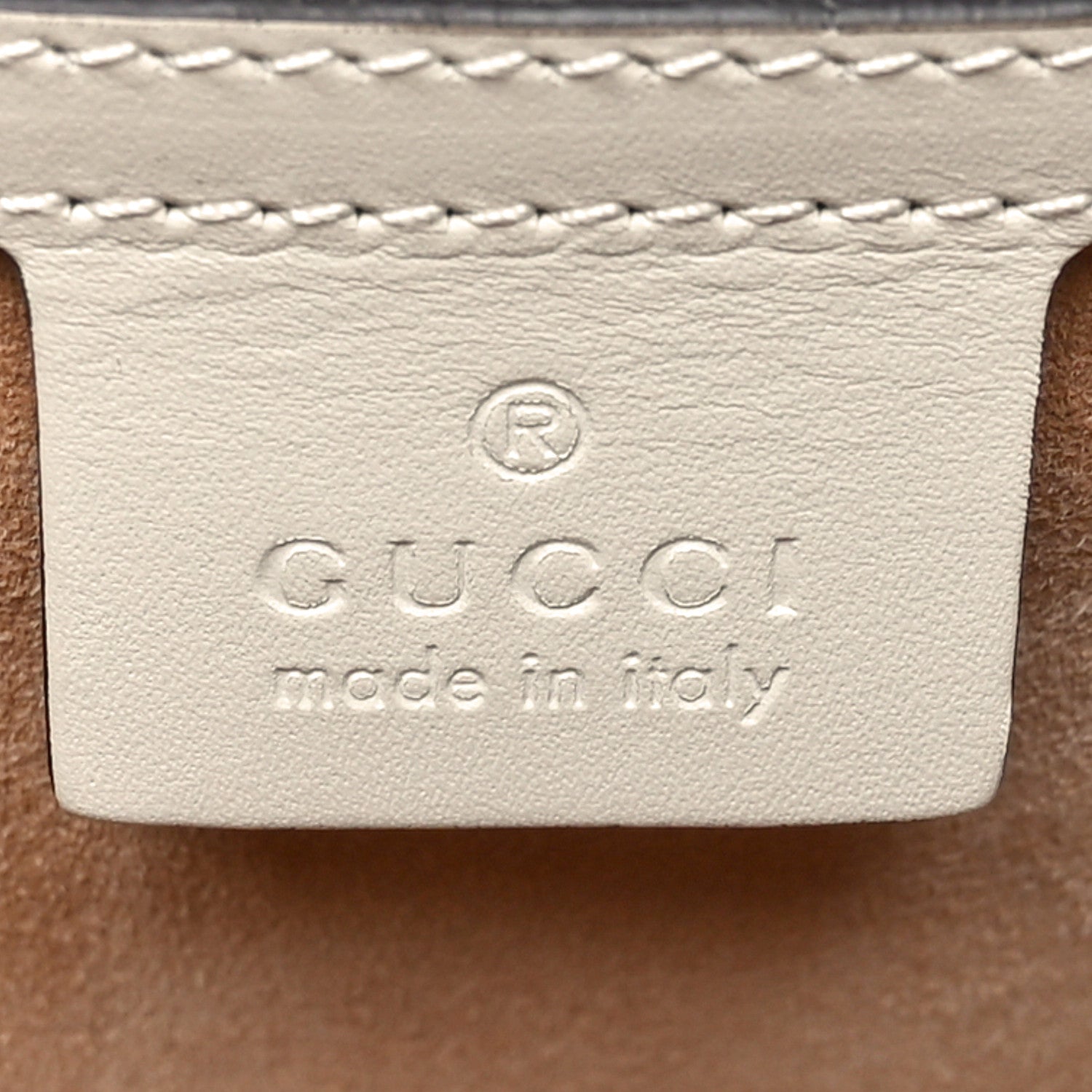 Gucci Calfskin Embroidered Medium Sylvie Top Handle Bag White 6 of 10