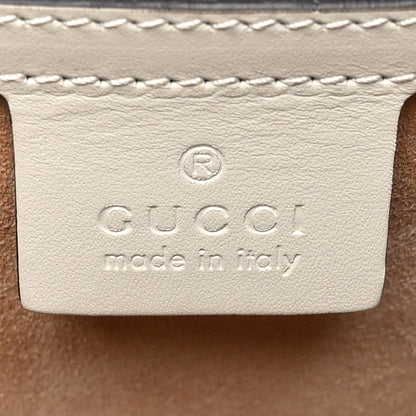 Gucci Calfskin Embroidered Medium Sylvie Top Handle Bag White 6 of 10