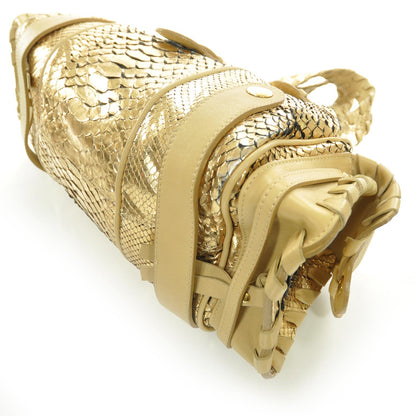 Chloe Metallic Python Silverado Shoulder Bag Gold 6 of 11