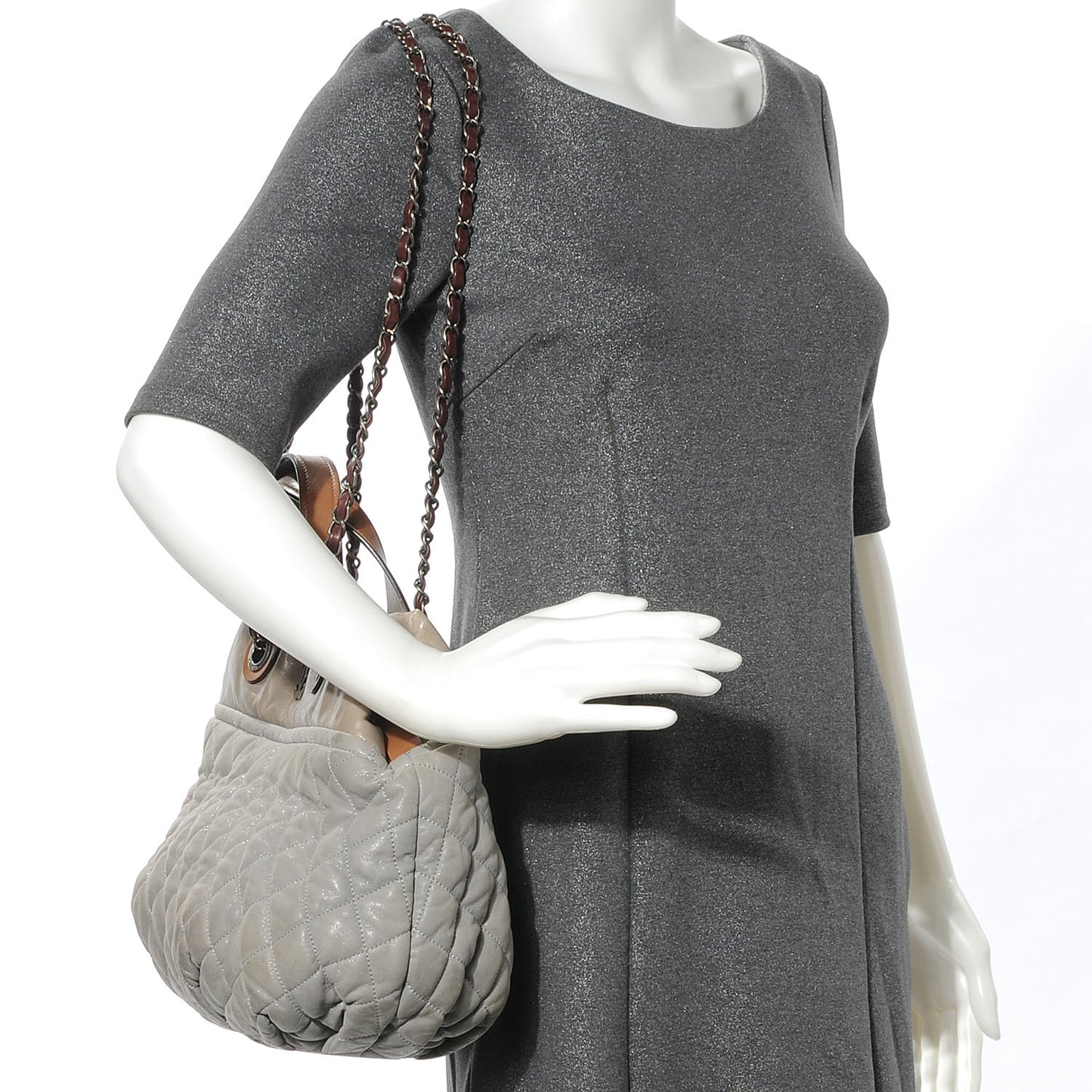 Iridescent Calfskin Large In The Mix Tote Bag Gray