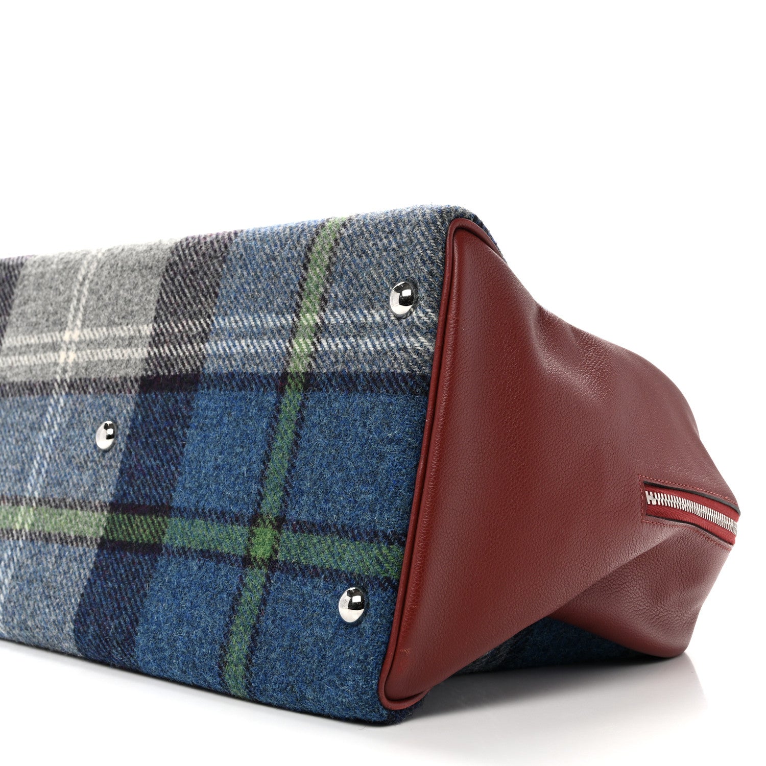 Hermes Evercolor Wool Tweed Tartan Galop d'Hermes Fourre Tout 50 Rouge H Bleu De Malte 9 of 12