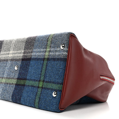 Hermes Evercolor Wool Tweed Tartan Galop d'Hermes Fourre Tout 50 Rouge H Bleu De Malte 9 of 12