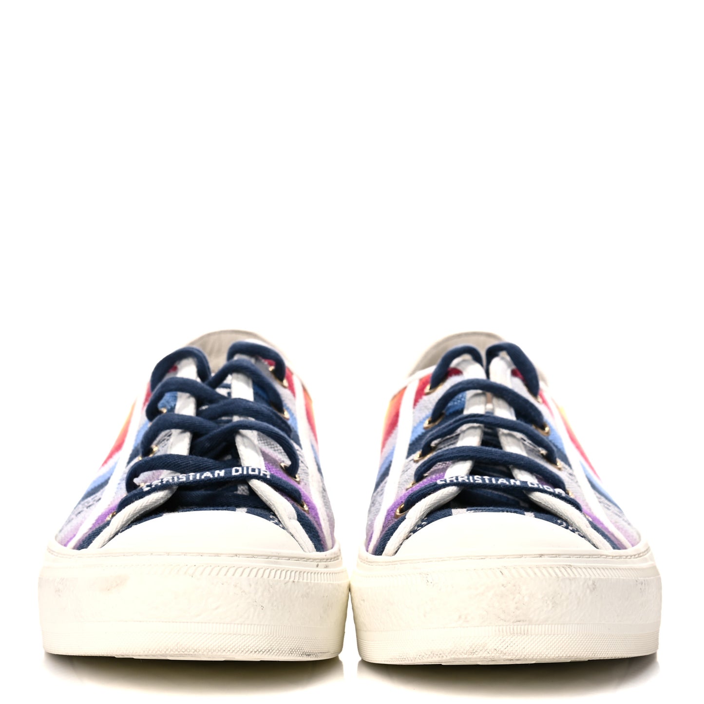 Canvas Rainbow Embroidered Womens Walk'N'Dior Low Top Sneakers 39.5 Multicolor