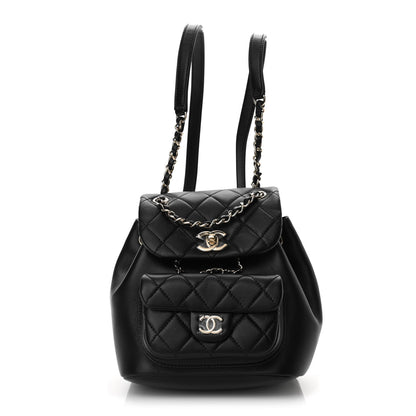 Chanel Lambskin Quilted Small Duma Drawstring Backpack Black 1 of 9