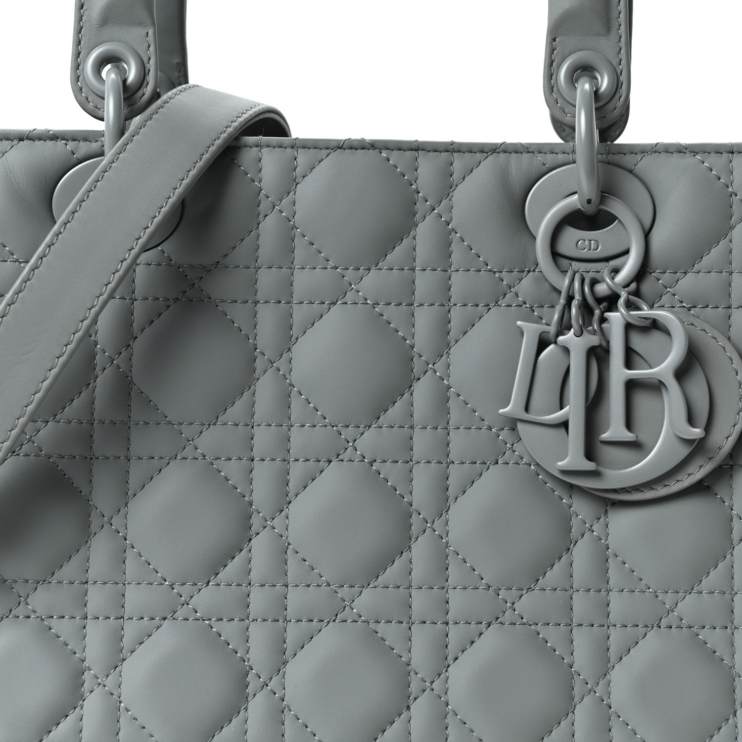 Christian Dior Ultra Matte Calfskin Cannage Medium Lady Dior Grey Stone 8 of 11